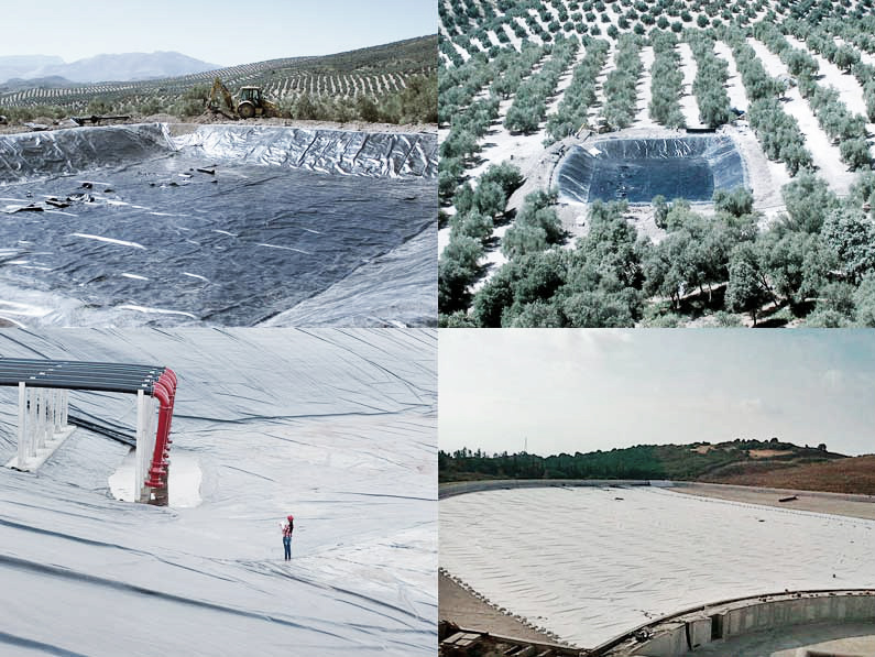 ejemplos y tipos de impermeabilización de balsas de agua Granada Málaga Sevilla Almería y Jaén Cantitec